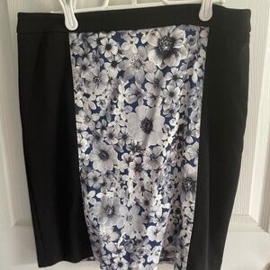 Black and White Floral Pencil Skirt